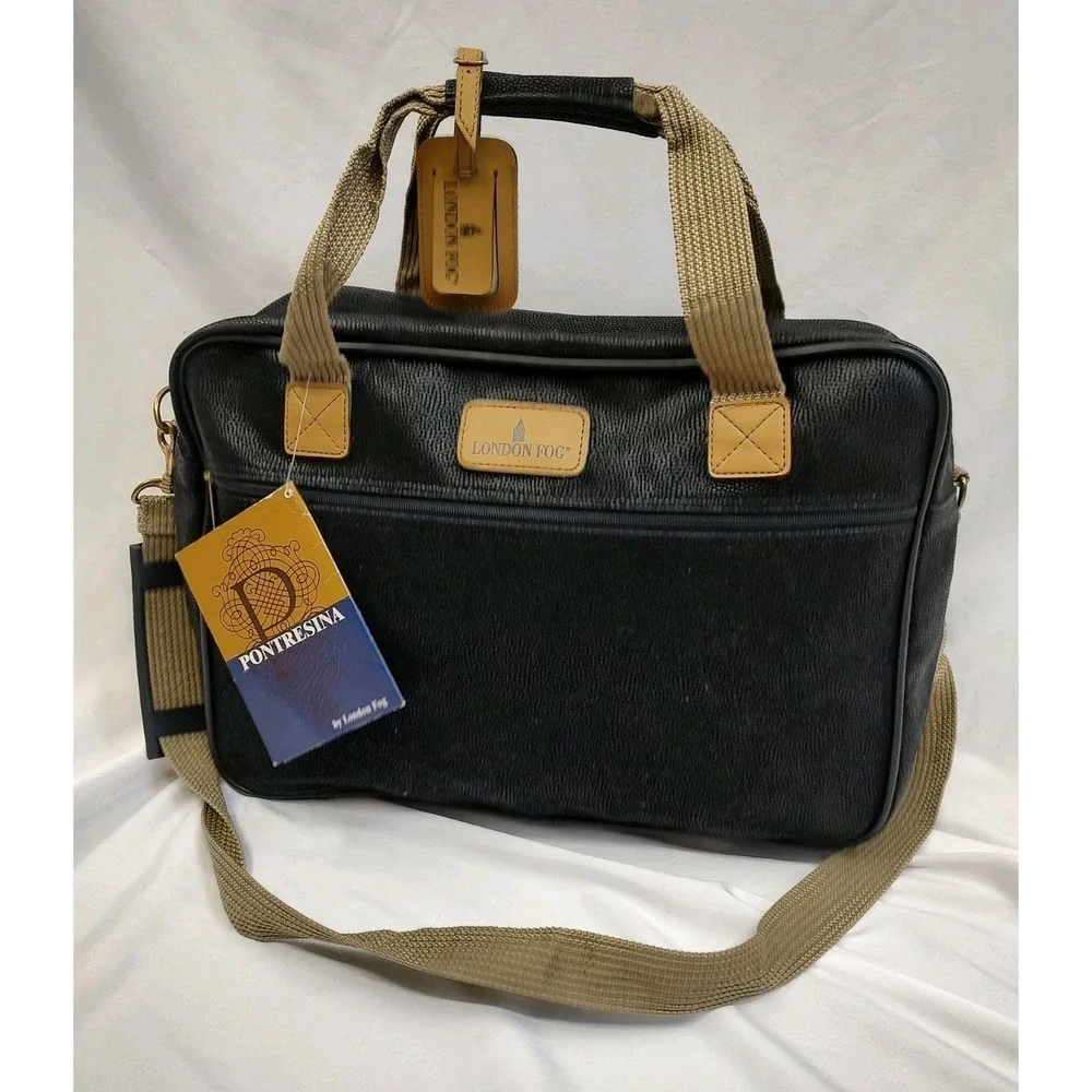 NOS Vintage London Fog Carry On Pontresina Removable Shoulder Strap Black